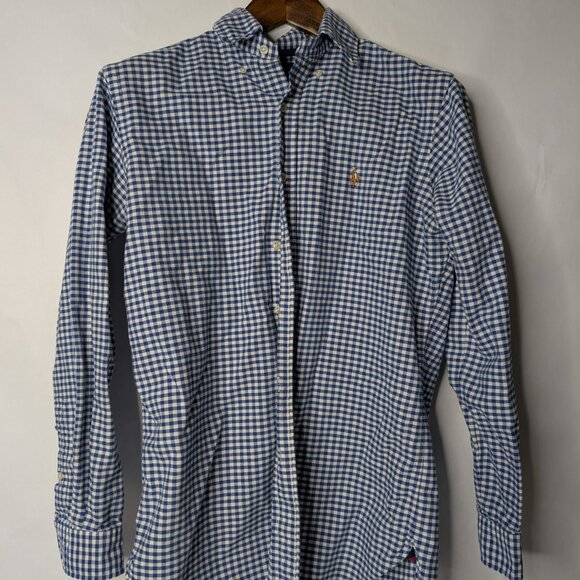 Ralph Lauren Polo Classic Fit Blue Checkered Long Sleeve Shirt Men's Size S - Picture 5 of 5